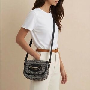 Juicy Couture Monogram Black and Gray Crossbody Bag